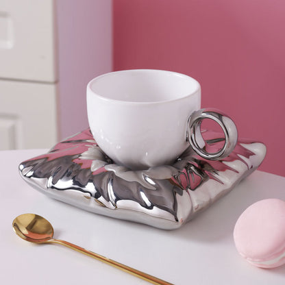 Nordic Style Ceramic Cup With Pillow Coaster