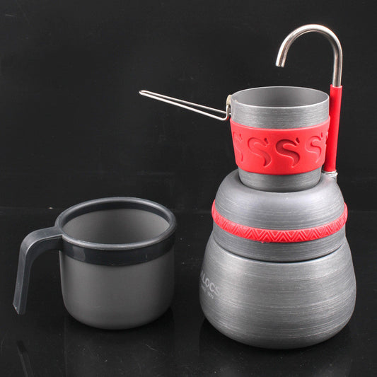 Camping Coffee Pot With Cups Aluminum Alloy Coffee Machine