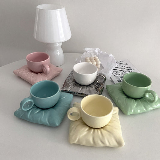 Nordic Style Ceramic Cup With Pillow Coaster