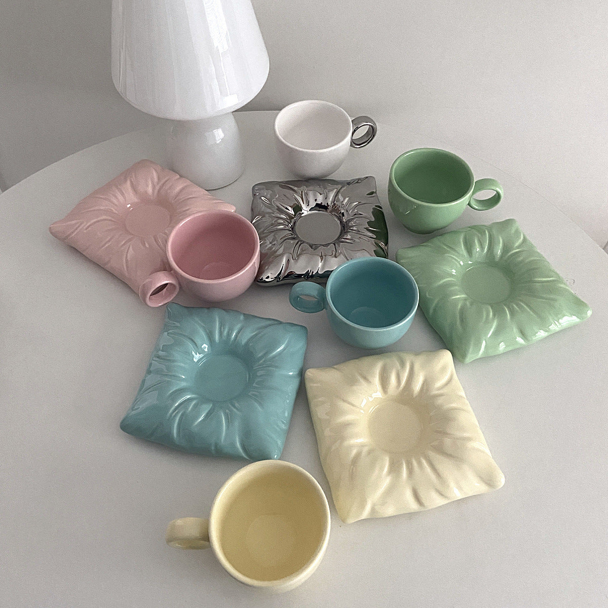 Nordic Style Ceramic Cup With Pillow Coaster