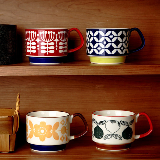 Stackable - Ceramic Printed Coffee Mugs