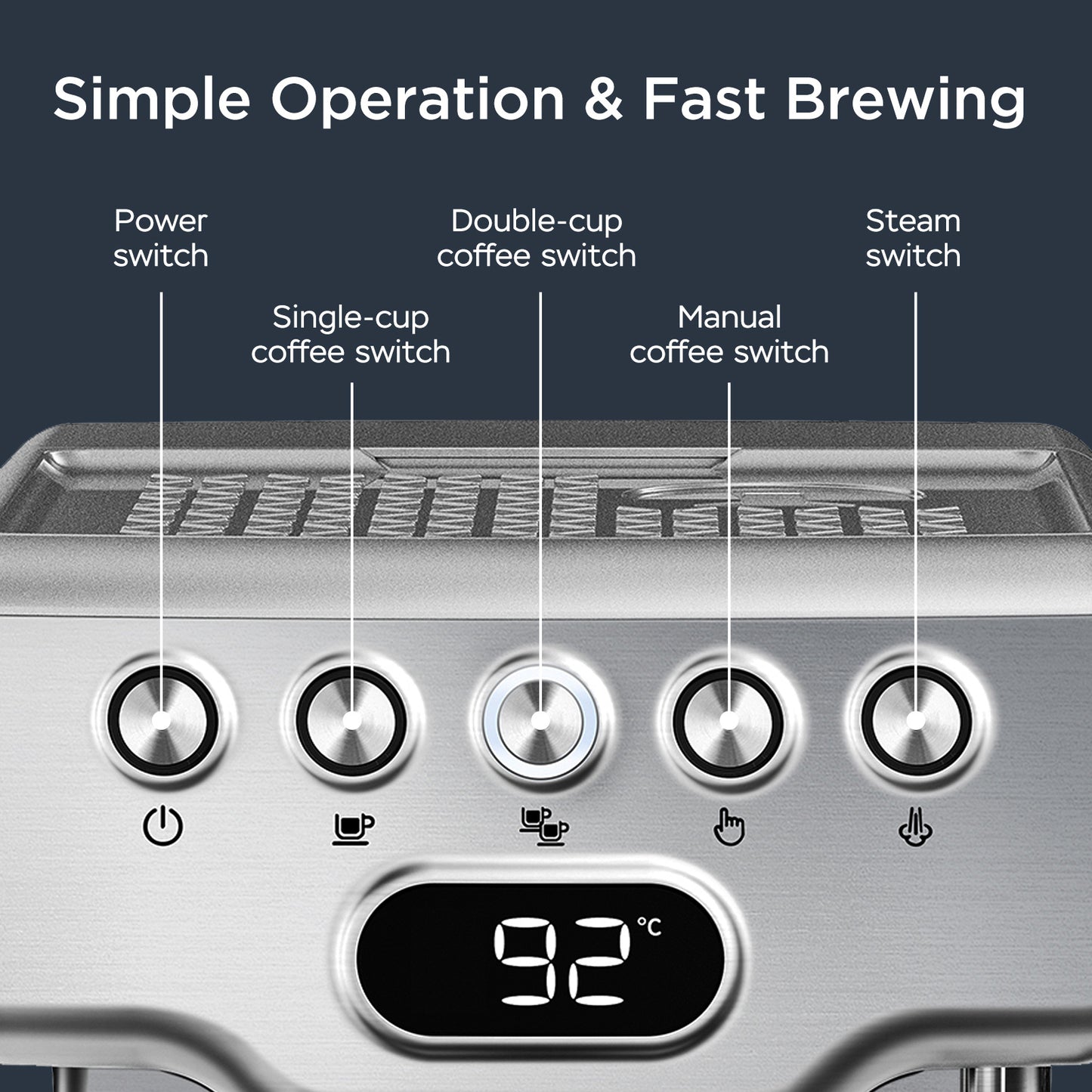 Espresso Machine With Milk Frother For Latte, Cappuccino, Macchiato