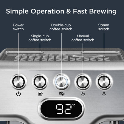 Espresso Machine With Milk Frother For Latte, Cappuccino, Macchiato