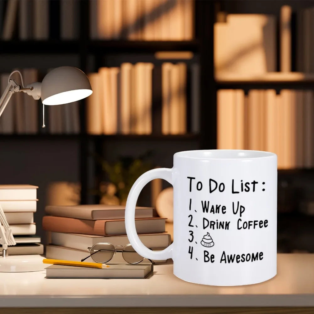 Funny Coffee Mugs with To Do List Poop