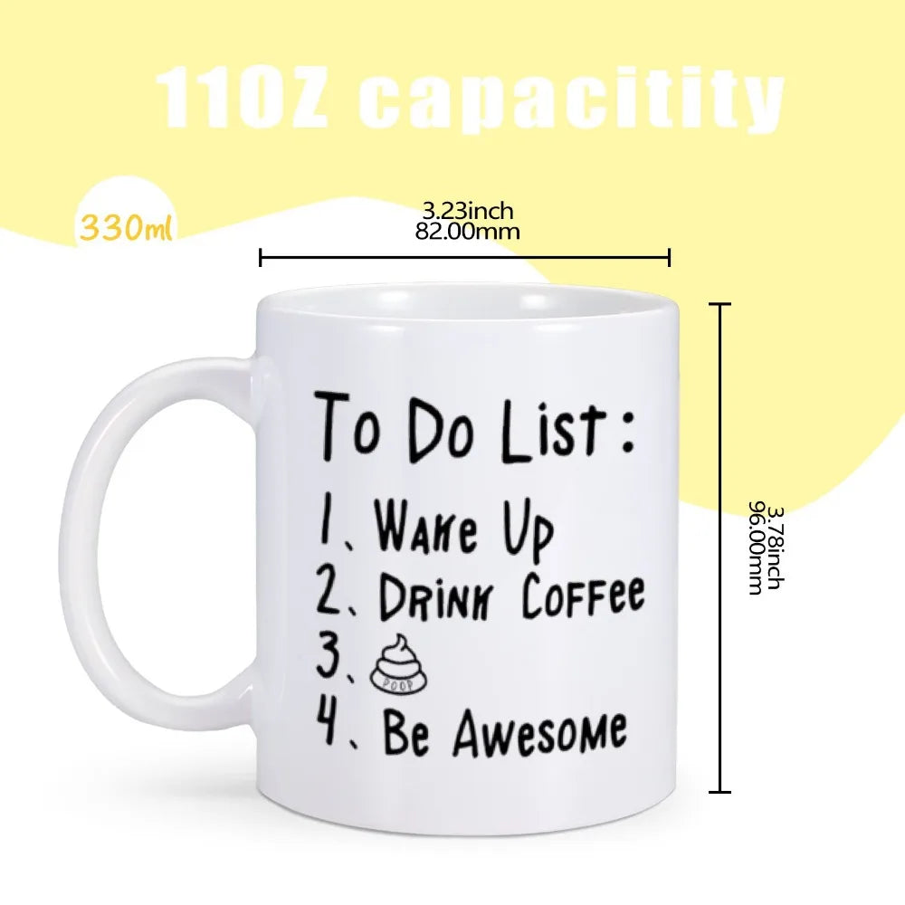 Funny Coffee Mugs with To Do List Poop