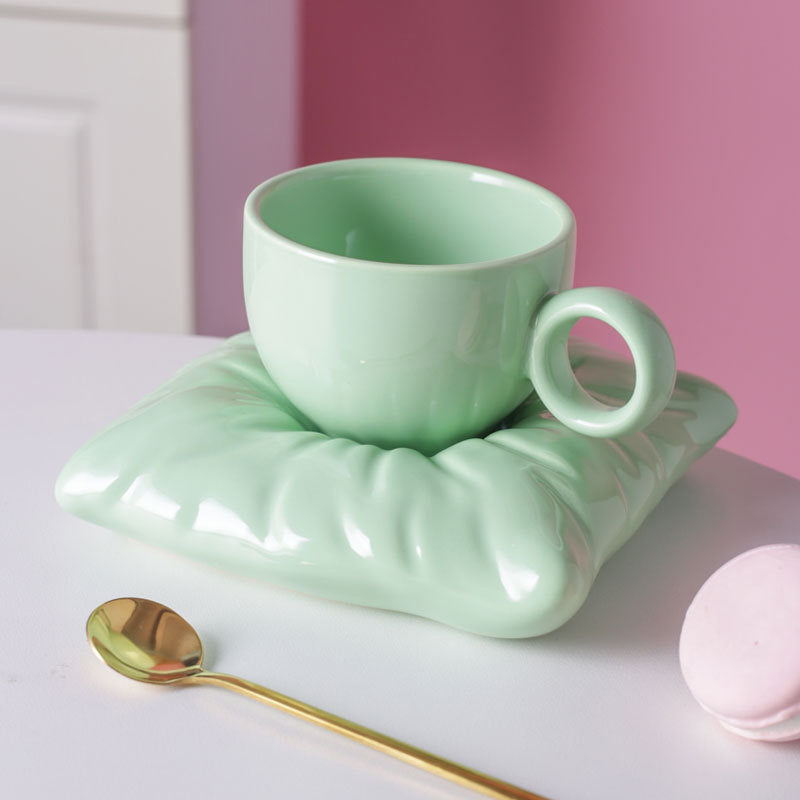 Nordic Style Ceramic Cup With Pillow Coaster