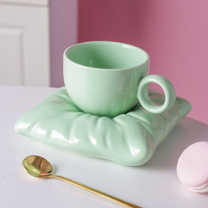 Nordic Style Ceramic Cup With Pillow Coaster