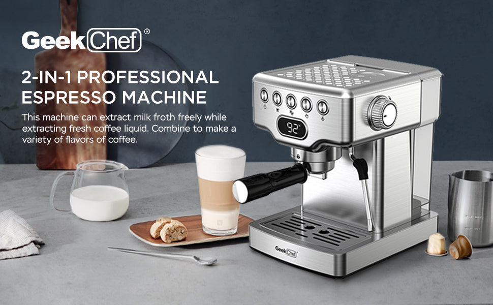 Espresso Machine With Milk Frother For Latte, Cappuccino, Macchiato